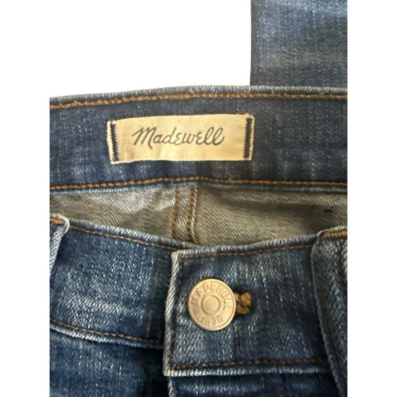 Madewell Women's Distressed Button-Front Slim Straight Denim Jeans Size 28 Blue - Picture 7 of 8